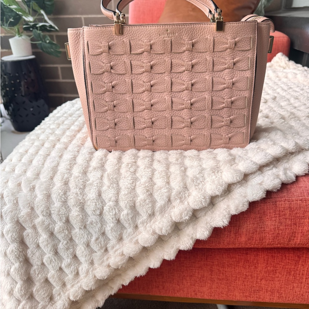 Kate Spade Madison Ave Bow Satchel | Blush Pink Pebbled Leather | Discontinued